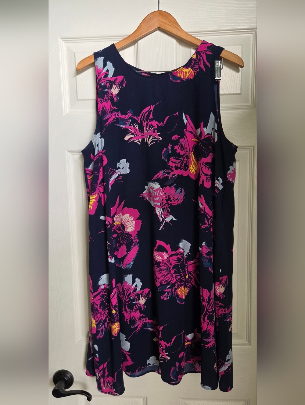 Halogen Navy Midi Dress with Pink & Yellow Floral Print